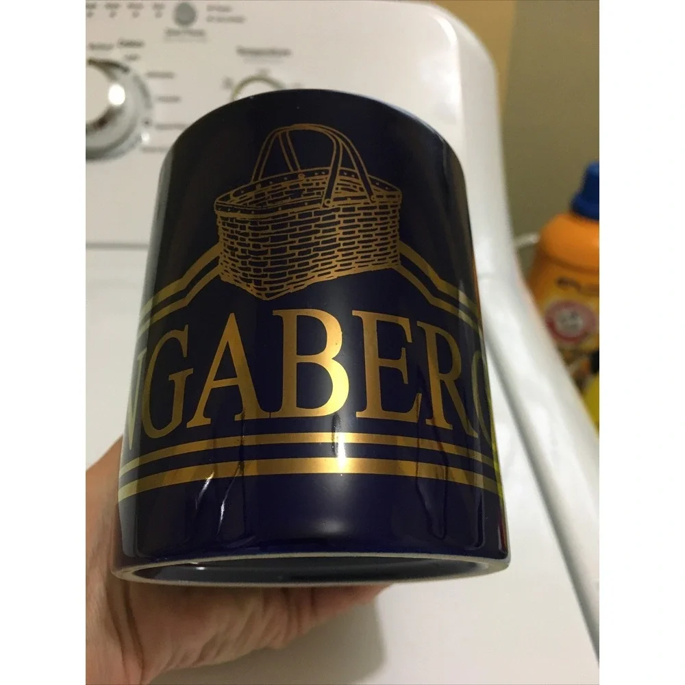 LONGABERGER‎ Basket Company COFFEE Cup Navy with Gold Basket Logo Very Rare